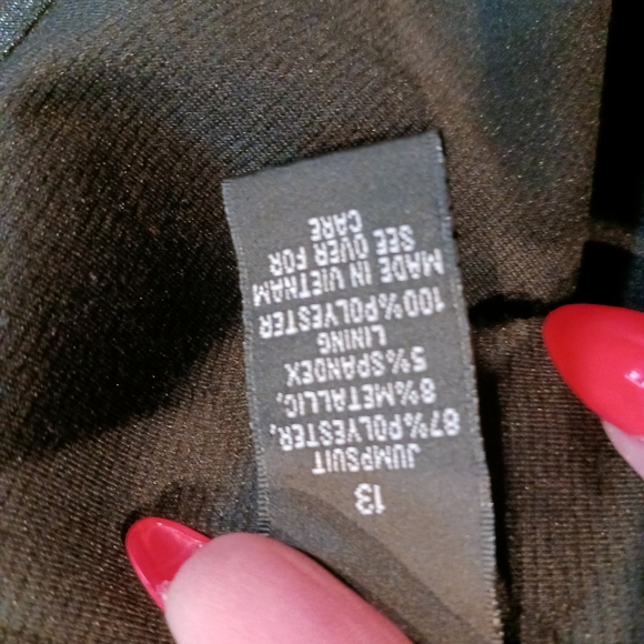 Black Sparkly Jumpsuit Pockets Size 13 - Picture 7 of 15